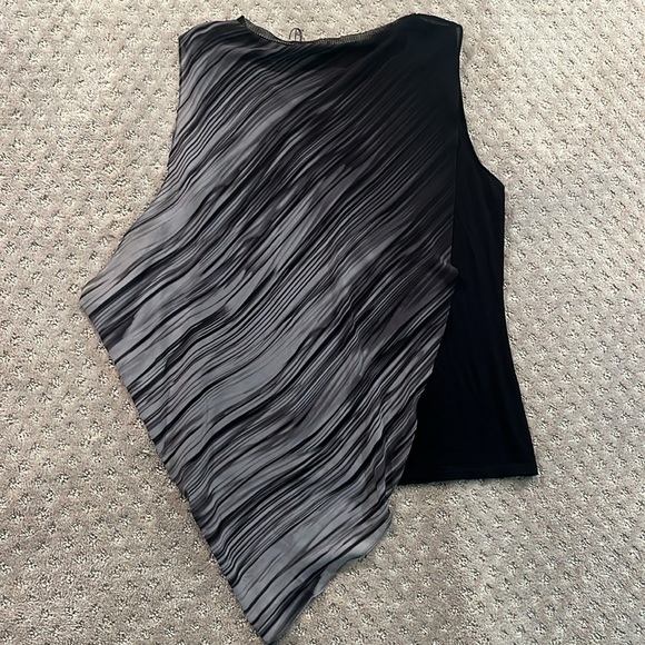 Tahari Black and Gray Asymmetrical Blouse - Picture 11 of 11